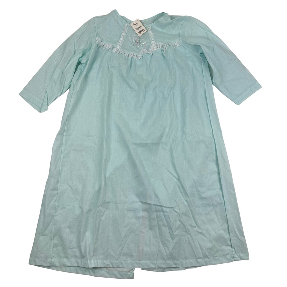 NWT VTG Heiress Blue Victorian Nightgown Modest Long‎ Sz Small Lace Detail